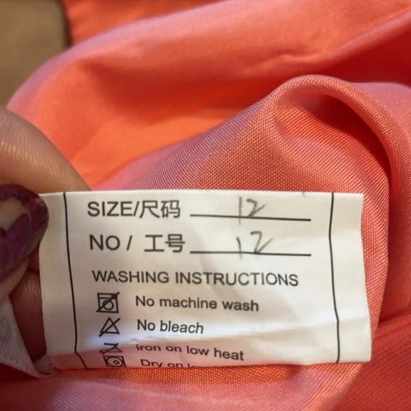 HY ONE SHOULDER CORSET STYLE FORMAL WEDDING GUEST PROM GOWN DRESS CORAL SIZE 12 - Picture 14 of 14